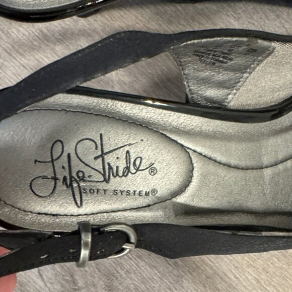 Life Stride Black Slingback Peep-Toe Heels - Picture 16 of 16